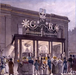 Vor dem Theatre Royal, Drury Lane, 1821